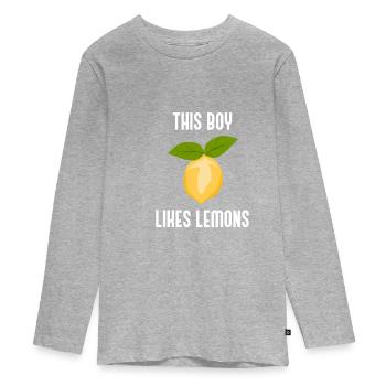Ironic Saying Boy aime la limonade aux agrumes et - T-shirt manches longues Premium Ado - gris chiné - Devant