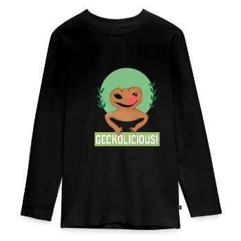 Geckolicious, mignon lézard, gecko, animaux - T-shirt manches longues Premium Ado - noir - Devant - AI Model Kid Female (0cm)