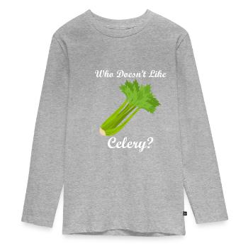 Alimentation saine : légumes, céleri, consommation - T-shirt manches longues Premium Ado - gris chiné - Devant