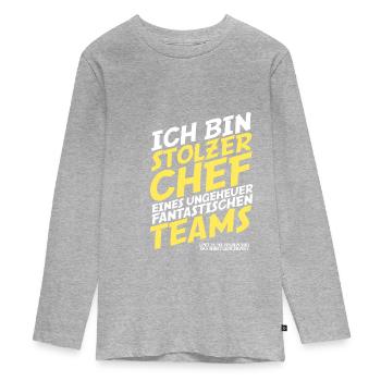Fier patron d’un bureau de patron d’équipe fantastique - T-shirt manches longues Premium Ado - gris chiné - Devant