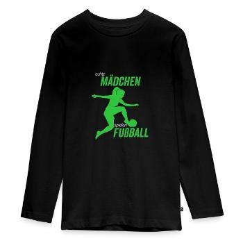 Fußball Frauenfußball Mädchen Damen Sport Spruch - Teenager Premium Bio Langarmshirt - Schwarz - Vorne - AI Model Kid Female (0cm)