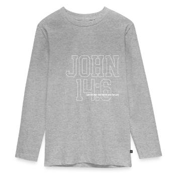 Jésus-Christ, verset de la Bible, foi chrétienne, - T-shirt manches longues Premium Ado - gris chiné - Devant