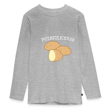 Potatolicious, légumes, alimentation saine, pomme - T-shirt manches longues Premium Ado - gris chiné - Devant