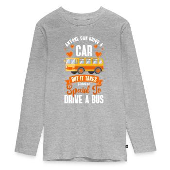 Fahrer Busfahrerin Öffentliche Verkehrsmittel - Teenager Premium Bio Langarmshirt - Grau meliert - Vorne