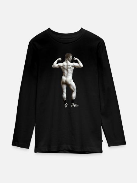 Nackter Mann mit Socken - Teenager Premium Bio Langarmshirt - Schwarz