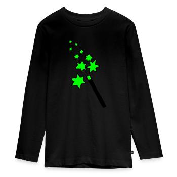 magic - wand - wizard - witch - Teenager Premium Organic Long Sleeve Shirt - black - Front - AI Model Kid Female (0cm)
