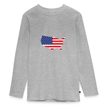 USA Map - Teenager Premium Organic Long Sleeve Shirt - heather grey - Front