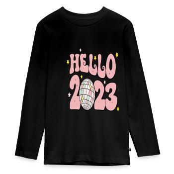 Happy New Year 2023 New Year's Eve Christmas - Teenager Premium Organic Long Sleeve Shirt - black - Front - AI Model Kid Female (0cm)