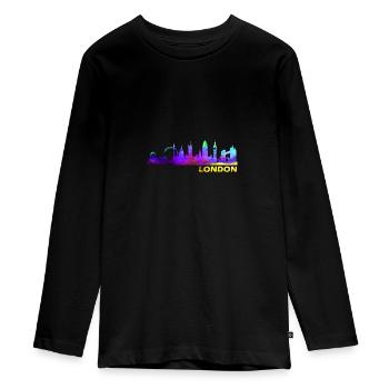 London London LONDON London - Teenager Premium Bio Langarmshirt - Schwarz - Vorne - AI Model Kid Female (0cm)