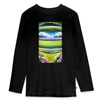 Landscape with 4 Areas, Generative AI - Teenager Premium Organic Long Sleeve Shirt - black - Front - AI Model Kid Female (0cm)