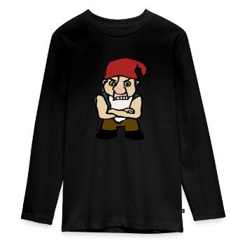 dwarf - Teenager Premium Organic Long Sleeve Shirt - black - Front - AI Model Kid Female (0cm)
