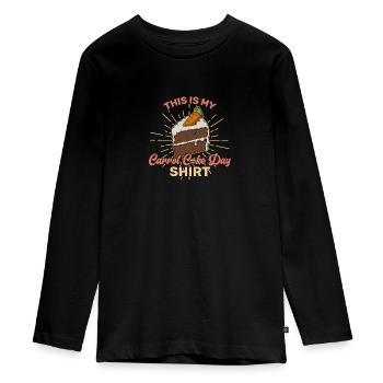 Bakery Recipe Dessert Carrot Cake Saying - Teenager Premium Organic Long Sleeve Shirt - black - Front - AI Model Kid Female (0cm)