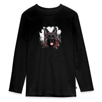 Schäferhund - Teenager Premium Bio Langarmshirt - Schwarz - Vorne - AI Model Kid Female (0cm)