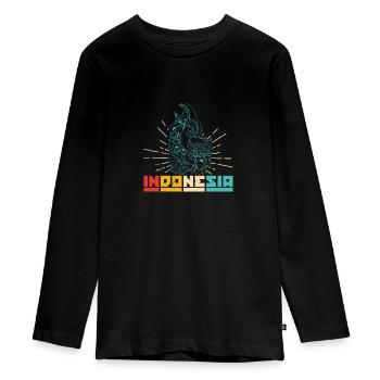 Indonesien Reise Bali Wayang Kulit Schatten - Teenager Premium Bio Langarmshirt - Schwarz - Vorne - AI Model Kid Female (0cm)