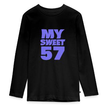 Alter 57 - Teenager Premium Bio Langarmshirt - Schwarz - Vorne - AI Model Kid Female (0cm)