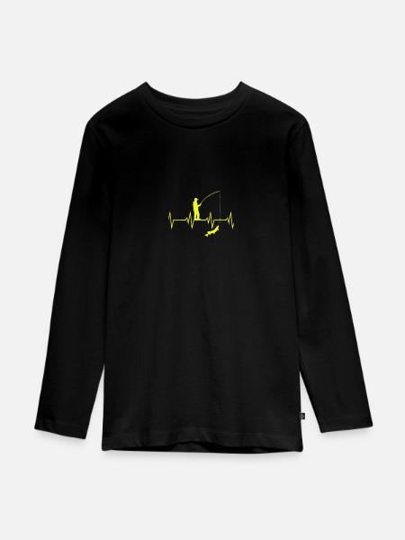Angel Herzschlag - Teenager Premium Bio Langarmshirt - Schwarz