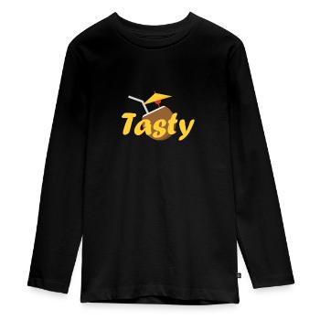 Tasty - Teenager Premium Organic Long Sleeve Shirt - black - Front - AI Model Kid Female (0cm)