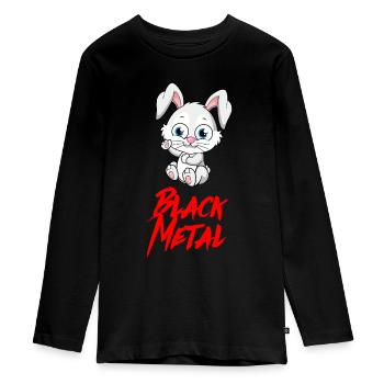 BLACK METAL Death Metal Heavy Rock Music - Teenager Premium Organic Long Sleeve Shirt - black - Front - AI Model Kid Female (0cm)