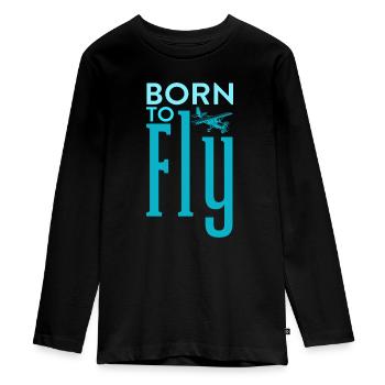 Né pour pilote d’aviation - T-shirt manches longues Premium Ado - noir - Devant - AI Model Kid Female (0cm)