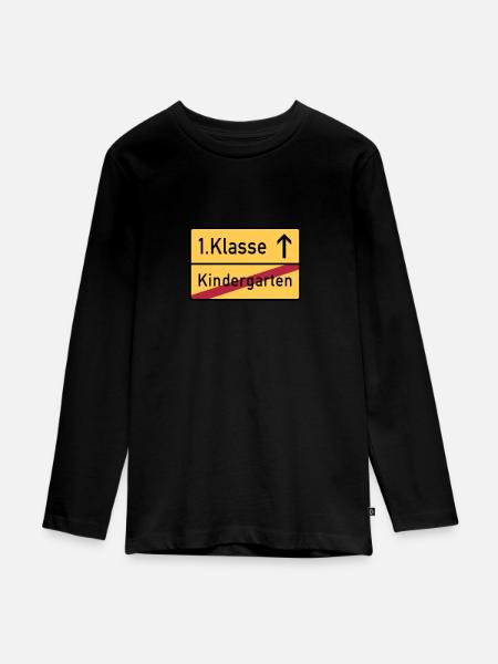 erste klasse - Teenager Premium Bio Langarmshirt - Schwarz