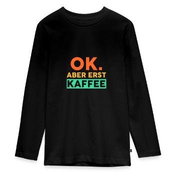Kaffeetrinker Kaffeeliebhaber Kaffee - Teenager Premium Bio Langarmshirt - Schwarz - Vorne - AI Model Kid Female (0cm)
