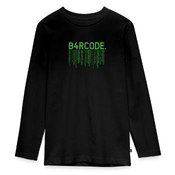 B4RCODE. Matrix - Teenager Premium Organic Long Sleeve Shirt - black - Front - AI Model Kid Female (0cm)