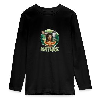 Natur Wolf Eule Schildkröte Frau für - Teenager Premium Bio Langarmshirt - Schwarz - Vorne - AI Model Kid Female (0cm)