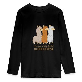 Alpagas Apocalypse - Les lamas arrivent - T-shirt manches longues Premium Ado - noir - Devant - AI Model Kid Female (0cm)