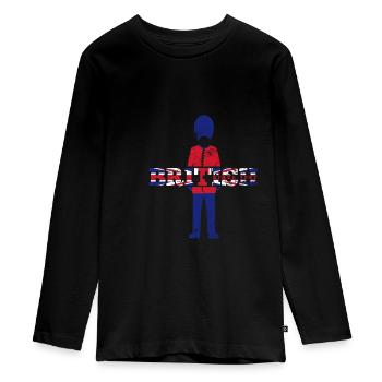 England - Teenager Premium Bio Langarmshirt - Schwarz - Vorne - AI Model Kid Female (0cm)