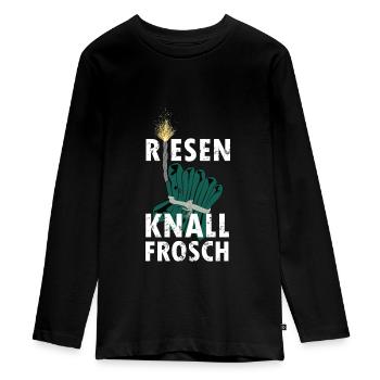Knallfrosch Feuerwerk Pyro - Teenager Premium Bio Langarmshirt - Schwarz - Vorne - AI Model Kid Female (0cm)