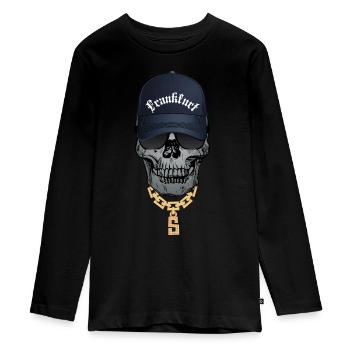 Cool Skull Hip Hop Style Font Frankfurt - Teenager Premium Organic Long Sleeve Shirt - black - Front - AI Model Kid Female (0cm)