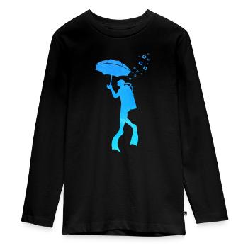 Scuba Diver Umbrella Underwater Exploration - Teenager Premium Bio Langarmshirt - Schwarz - Vorne - AI Model Kid Female (0cm)