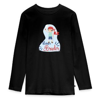 kleiner Bruder Pirat - Teenager Premium Bio Langarmshirt - Schwarz - Vorne - AI Model Kid Female (0cm)