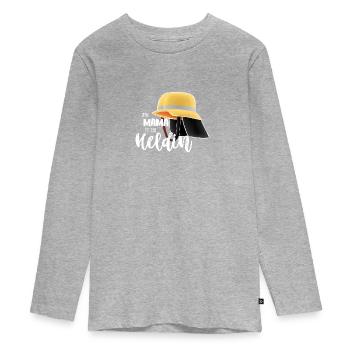 My mom is a heroine - Fire Brigade Helmet - Teenager Premium Organic Long Sleeve Shirt - heather grey - Front
