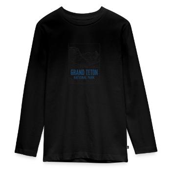 Parc national de Grand Teton Rétro minimaliste - T-shirt manches longues Premium Ado - noir - Devant - AI Model Kid Female (0cm)