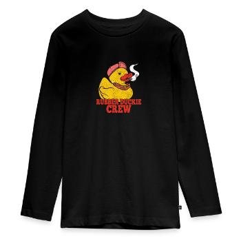 Rubber Duckie Crew Cute Duck - Teenager Premium Organic Long Sleeve Shirt - black - Front - AI Model Kid Female (0cm)