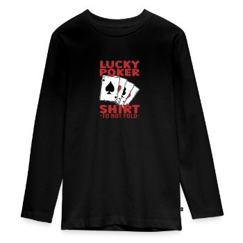 Lucky Poker - Teenager Premium Organic Long Sleeve Shirt - black - Front - AI Model Kid Female (0cm)