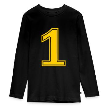 #1 - Teenager Premium Organic Long Sleeve Shirt - black - Front - AI Model Kid Female (0cm)