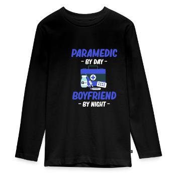 Paramedic by day boyfriend by night - Teenager Premium Organic Long Sleeve Shirt - black - Front - AI Model Kid Female (0cm)