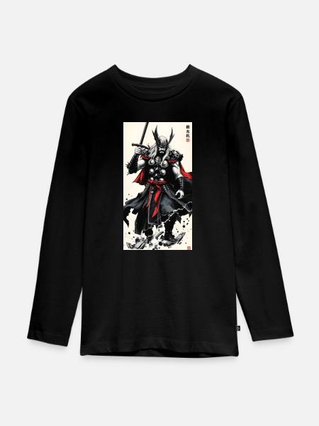 Samurai Thor - Teenager Premium Bio Langarmshirt - Schwarz