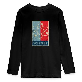 Science atom model scratched used look - Teenager Premium Organic Long Sleeve Shirt - black - Front - AI Model Kid Female (0cm)