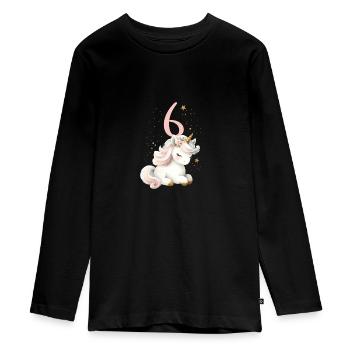 Geburtstag 6 Einhorn Sechster Geburtstag Mädchen 6 - Teenager Premium Bio Langarmshirt - Schwarz - Vorne - AI Model Kid Female (0cm)