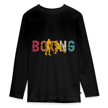 Boxen - Teenager Premium Bio Langarmshirt - Schwarz - Vorne - AI Model Kid Female (0cm)
