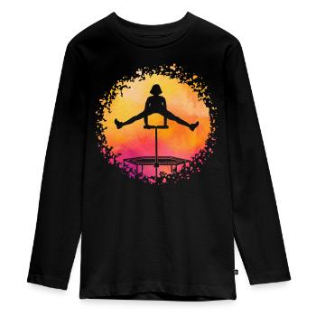 Trampoline - Teenager Premium Organic Long Sleeve Shirt - black - Front - AI Model Kid Female (0cm)