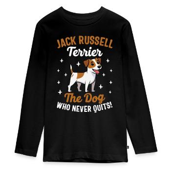 Jack Russell Terrier the dog who never quits - Teenager Premium Bio Langarmshirt - Schwarz - Vorne - AI Model Kid Female (0cm)