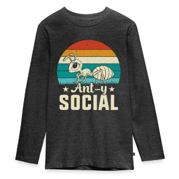 Ant-y social - Teenager Premium Bio Langarmshirt - Anthrazit meliert - Vorne - AI Model Kid Female (0cm)