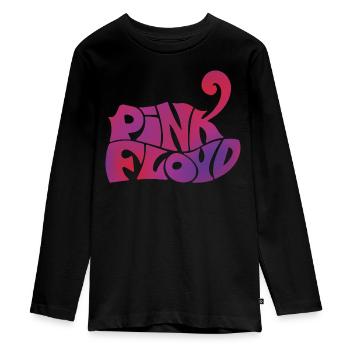 Pink Floyd Schriftzug Pink - Teenager Premium Bio Langarmshirt - Schwarz - Vorne - AI Model Kid Female (0cm)