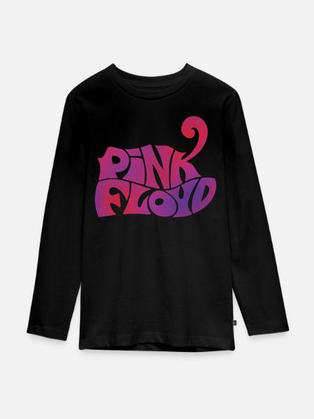 Pink Floyd Schriftzug Pink - Teenager Premium Bio Langarmshirt - Schwarz
