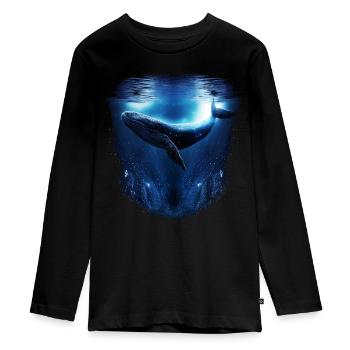 Blauwal - Teenager Premium Bio Langarmshirt - Schwarz - Vorne - AI Model Kid Female (0cm)