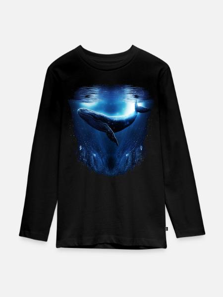 Blauwal - Teenager Premium Bio Langarmshirt - Schwarz